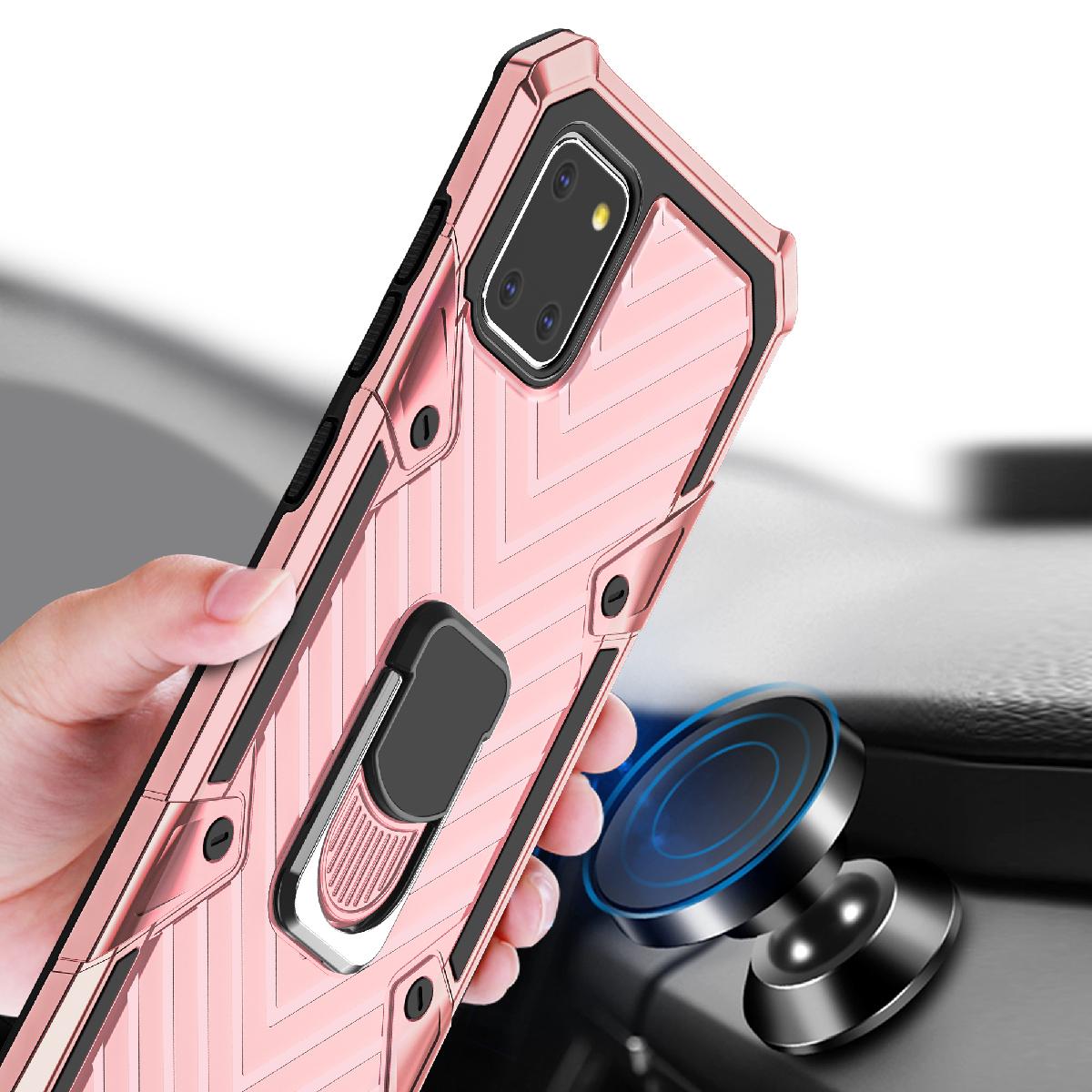 Reiko Kickstand Anti-Shock And Anti Falling Case for SAMSUNG GALAXY A81 In Rose Gold