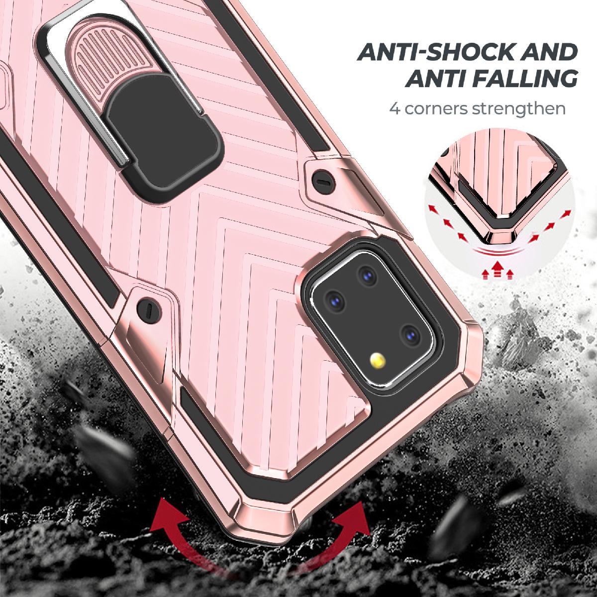 Reiko Kickstand Anti-Shock And Anti Falling Case for SAMSUNG GALAXY A81 In Rose Gold