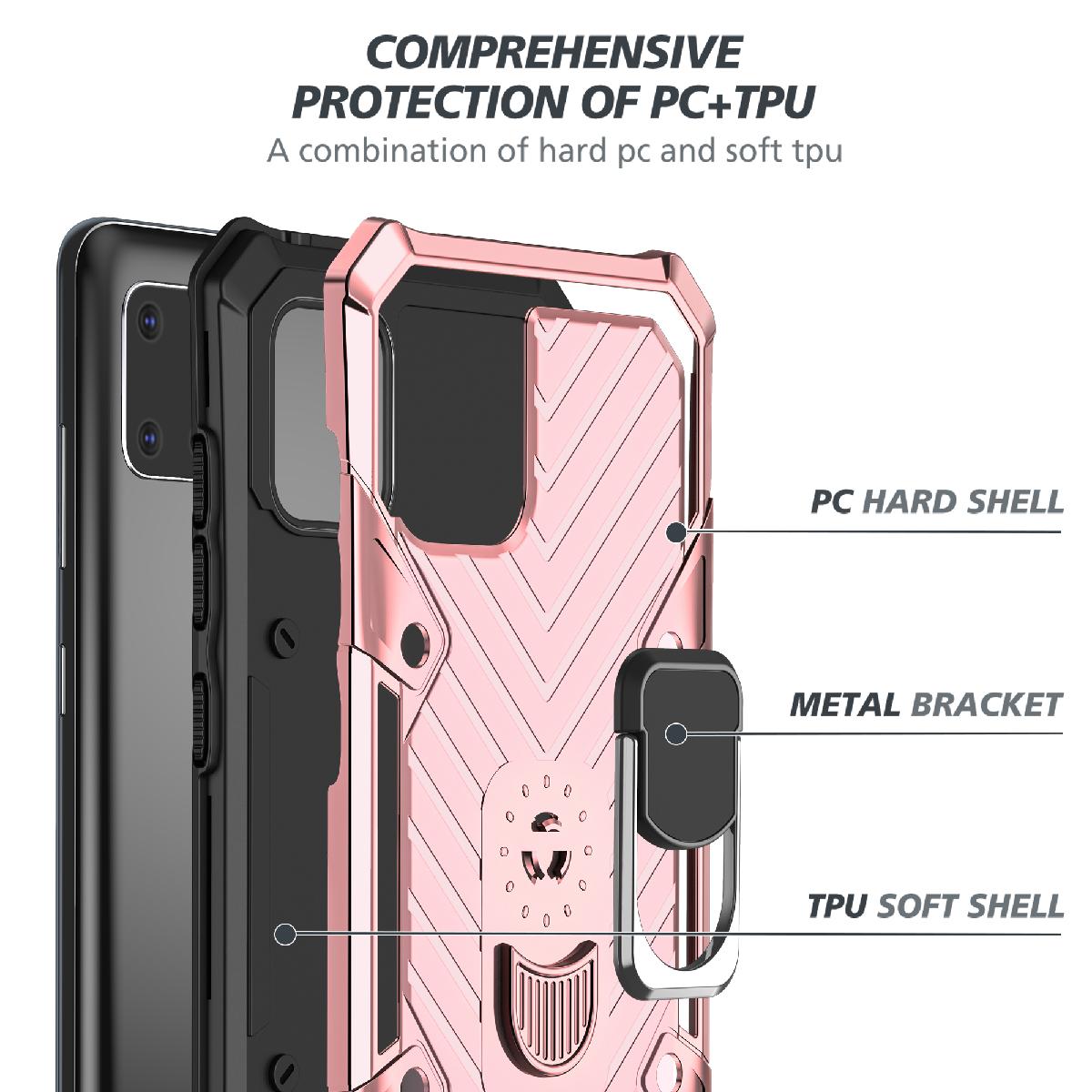 Reiko Kickstand Anti-Shock And Anti Falling Case for SAMSUNG GALAXY A81 In Rose Gold