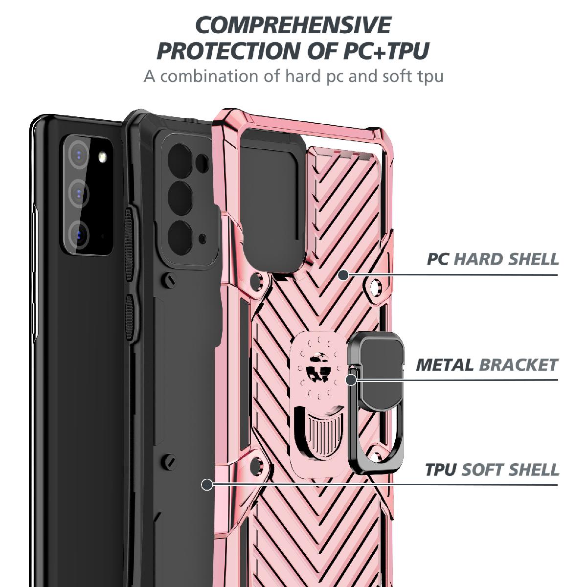 Reiko Kickstand Anti-Shock And Anti Falling Case for SAMSUNG GALAXY NOTE 20 ULTRA In Rose Gold