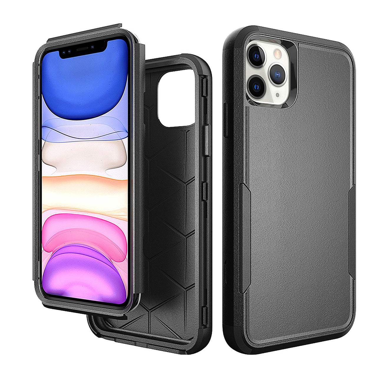 Case Hybrid Heavy Duty Defender Rugged Armor 3 in 1 Apple iPhone 11 Pro Max Black Color