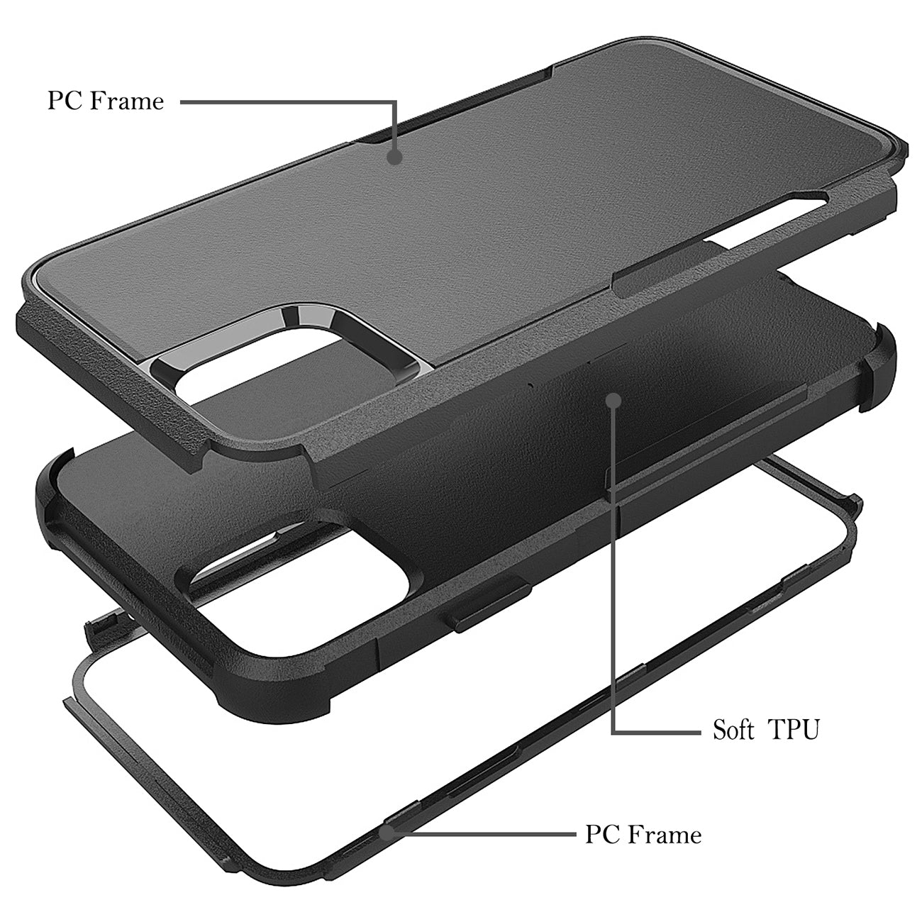 Case Hybrid Heavy Duty Defender Rugged Armor 3 in 1 Apple iPhone 11 Pro Max Black Color