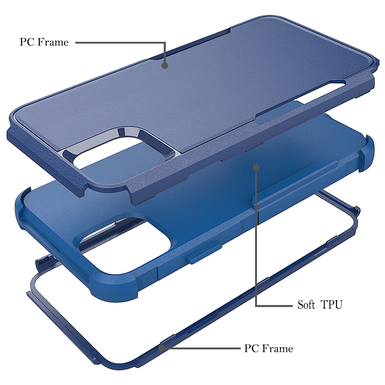Case Hybrid Heavy Duty Defender Rugged Armor 3 in 1 Apple iPhone 11 Pro Max Blue Color