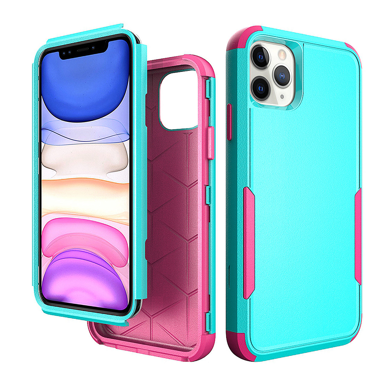 Case Hybrid Heavy Duty Defender Rugged Armor 3 in 1 Apple iPhone 11 Pro Max Green Color