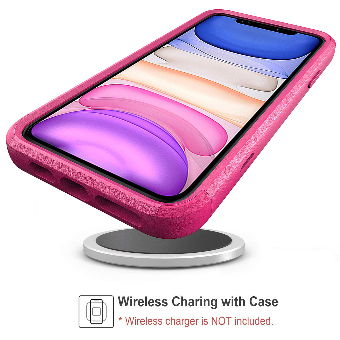 Case Hybrid Heavy Duty Defender Rugged Armor 3 in 1 Apple iPhone 11 Pro Max Hot Pink Color