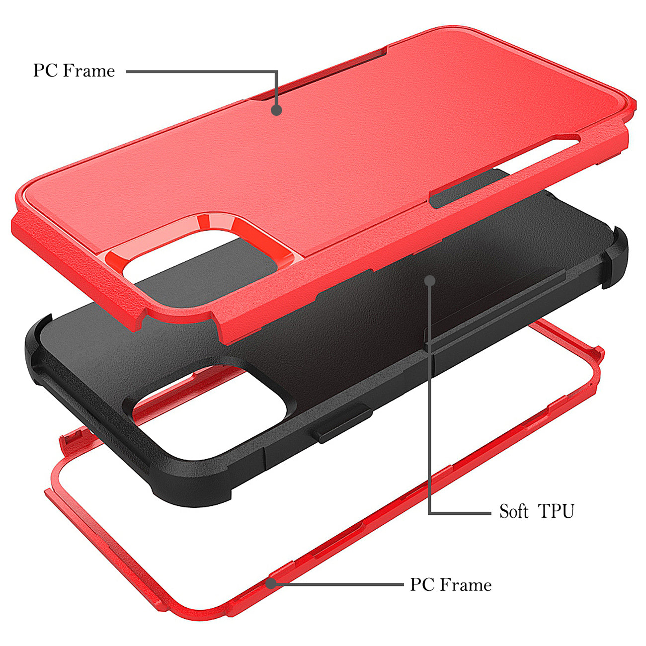 Case Hybrid Heavy Duty Defender Rugged Armor 3 in 1 Apple iPhone 11 Pro Max Red Color
