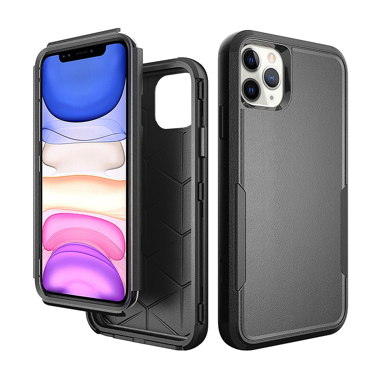 Case Hybrid Rugged Armor Heavy Duty Defender 3 in 1 Apple iPhone 11 Pro Black Color