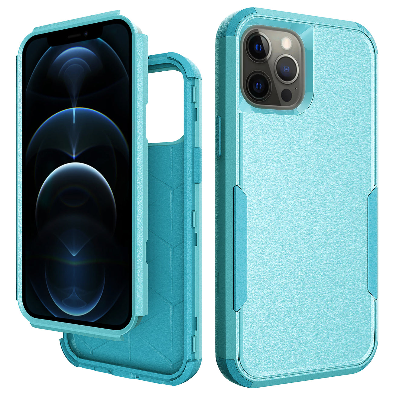 Case Hybrid Heavy Duty Defender Rugged Armor 3 in 1 Apple iPhone 12 Pro Max Blue Color
