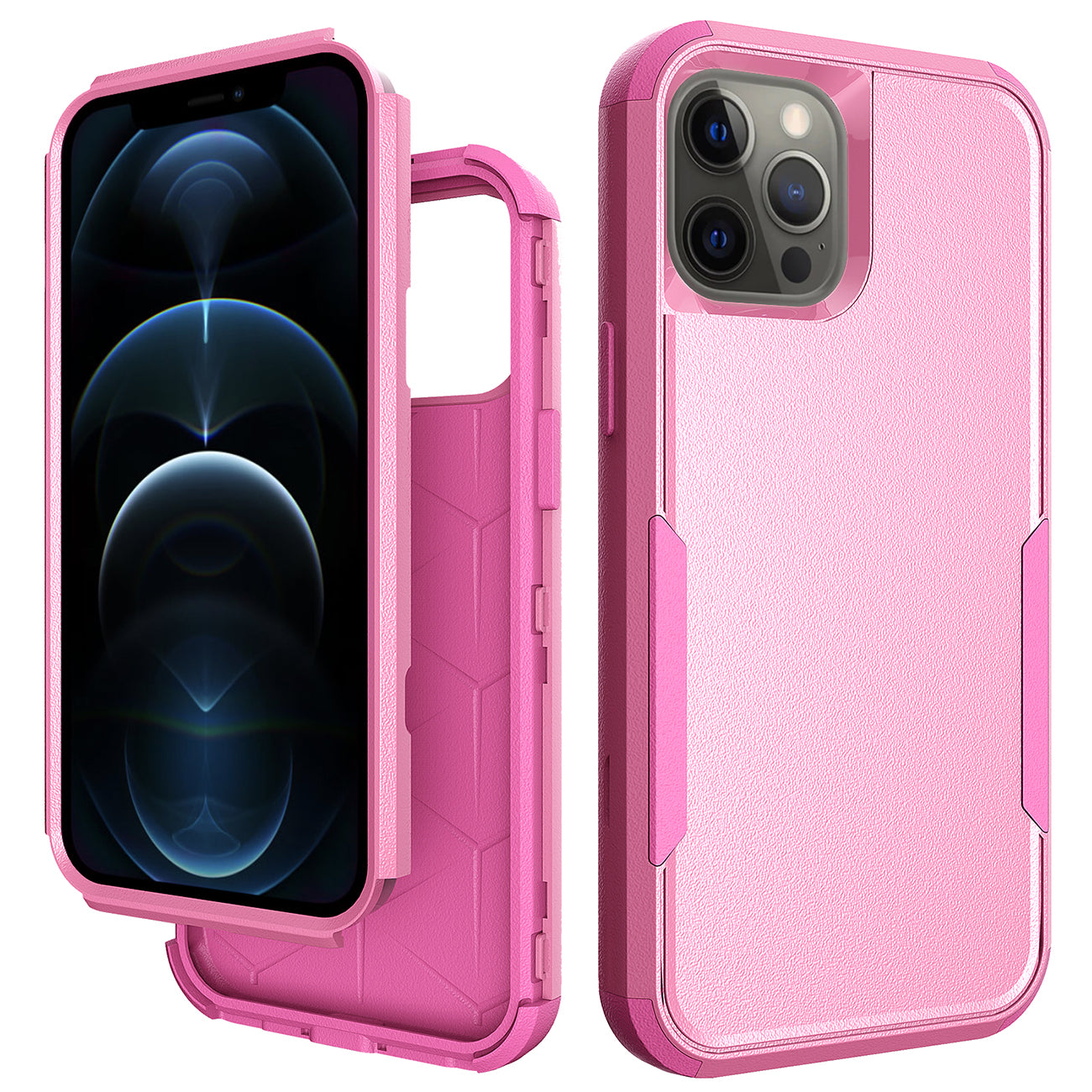 Case Hybrid Heavy Duty Defender Rugged Armor 3 in 1 Apple iPhone 12 Pro Max Pink Color