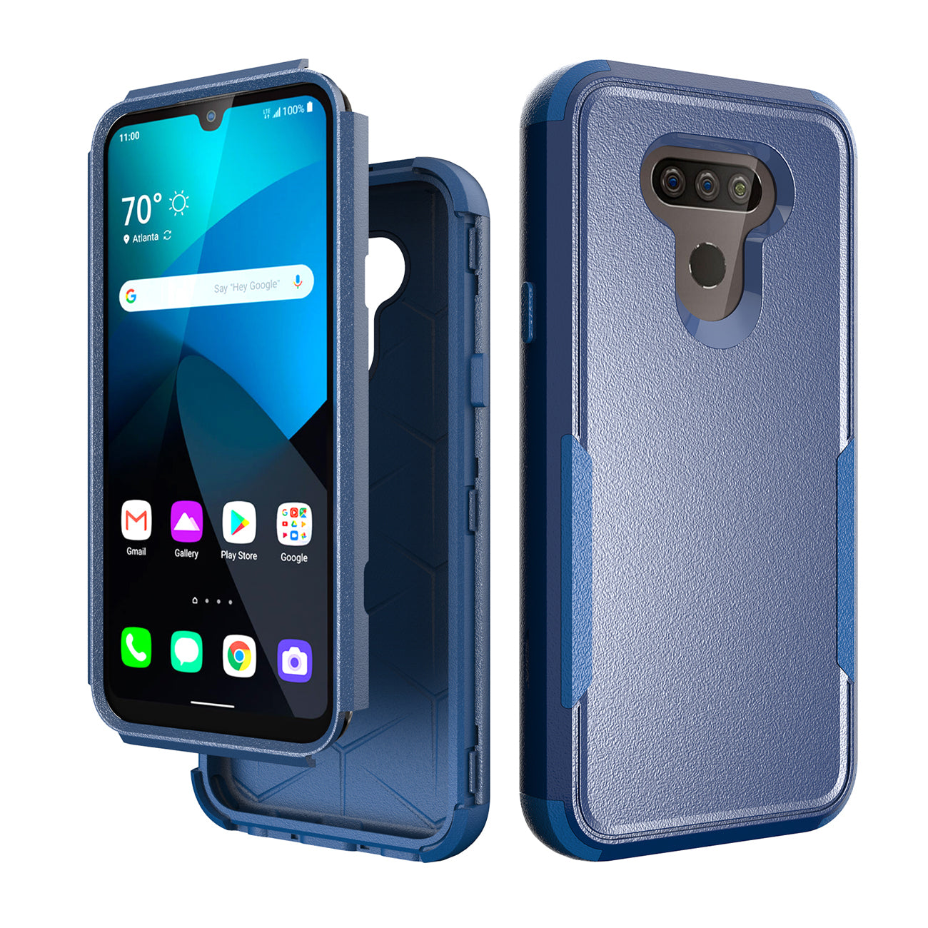 Case Hybrid 3 in 1 Heavy Duty Defender Rugged Armor LG HARMONY 4 Blue Color
