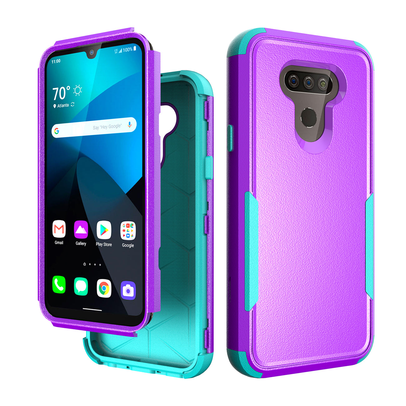 Case Hybrid 3 in 1 Heavy Duty Defender Rugged Armor LG HARMONY 4 Purple Color