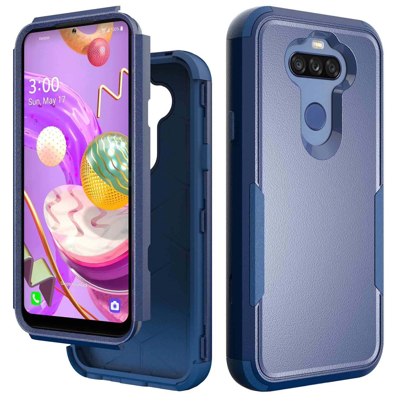 Case Hybrid Protective Heavy Duty Defender Rugged Armor Military Grade 3 in 1 LG Stylo 5 Blue Color