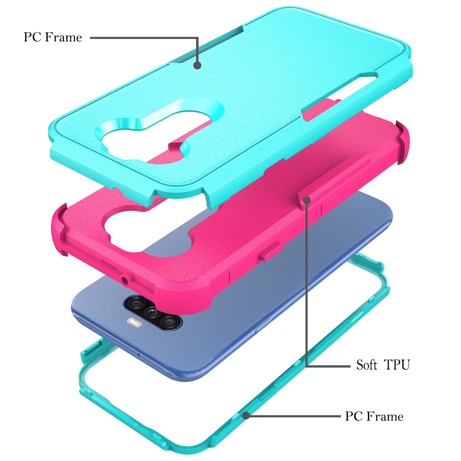 Case Hybrid Protective Heavy Duty Defender Rugged Armor Military Grade 3 in 1 LG Stylo 5 Green Color