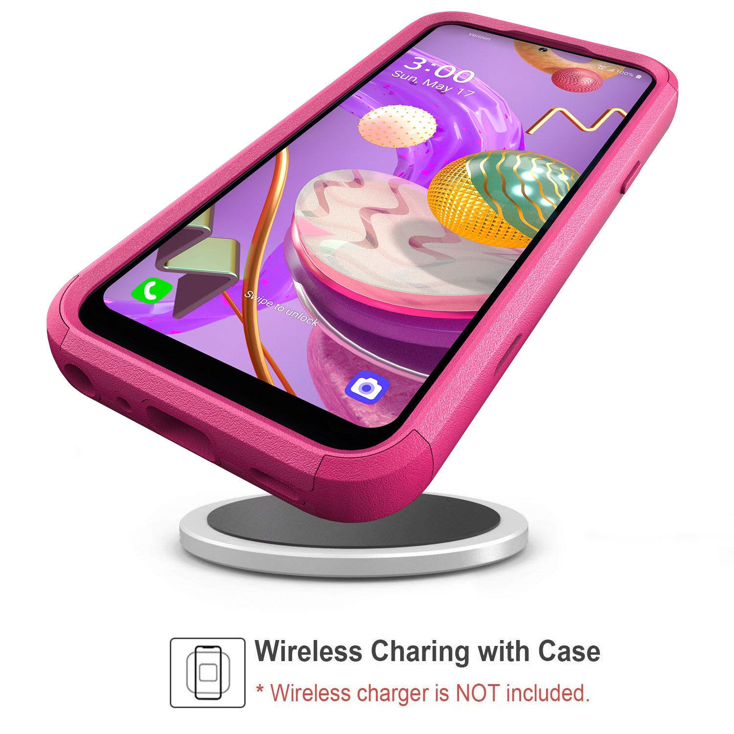 Case Hybrid Protective Heavy Duty Defender Rugged Armor Military Grade 3 in 1 LG Stylo 5 Hot Pink Color