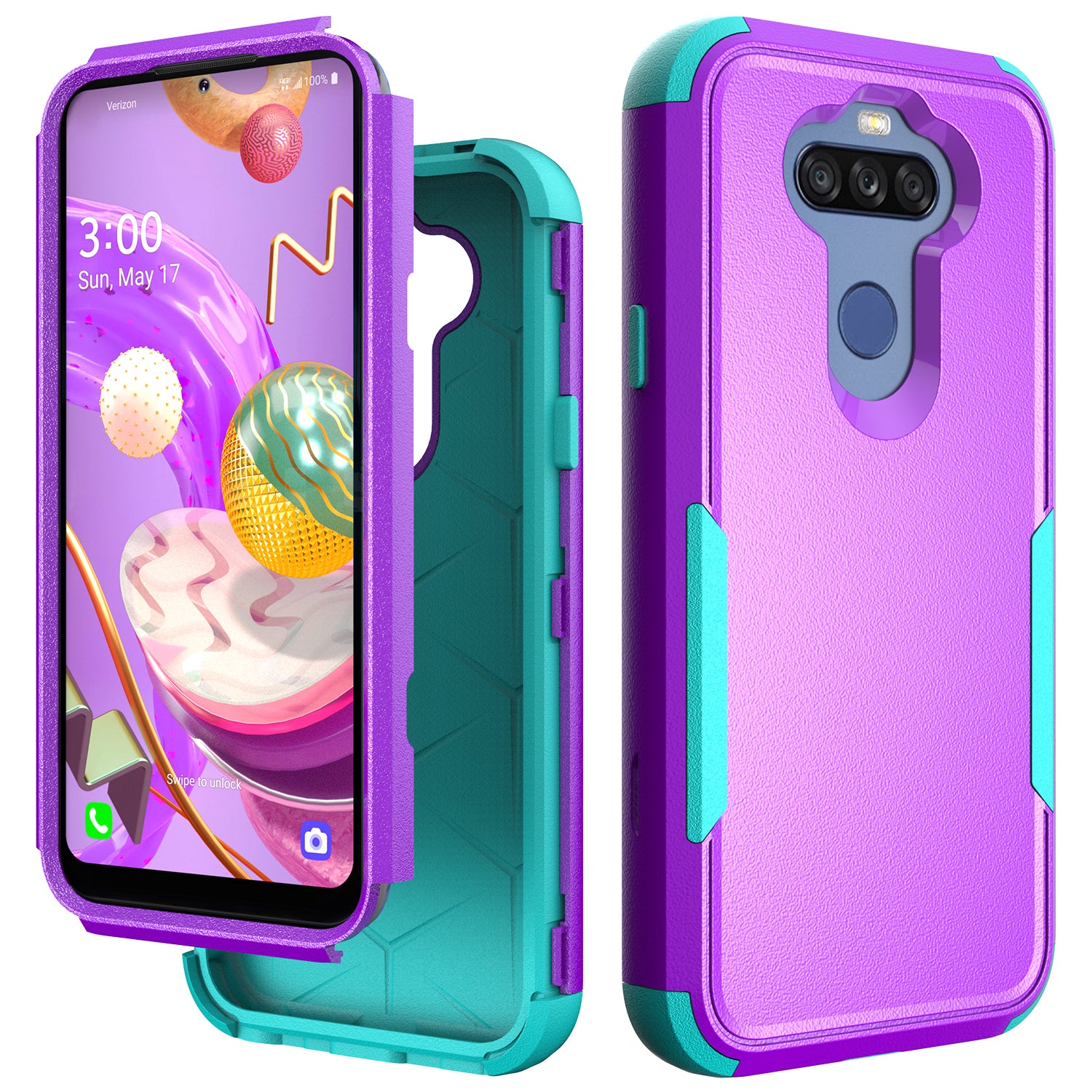 Case Hybrid Protective Heavy Duty Defender Rugged Armor Military Grade 3 in 1 LG Stylo 5 Purple Color