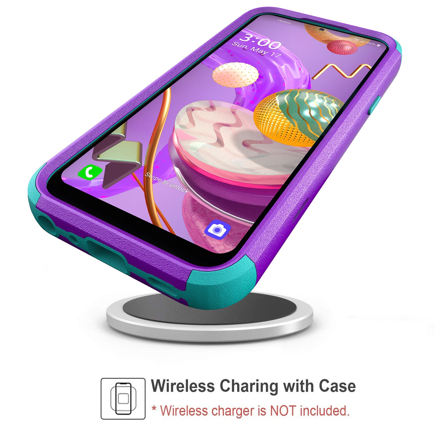 Case Hybrid Protective Heavy Duty Defender Rugged Armor Military Grade 3 in 1 LG Stylo 5 Purple Color