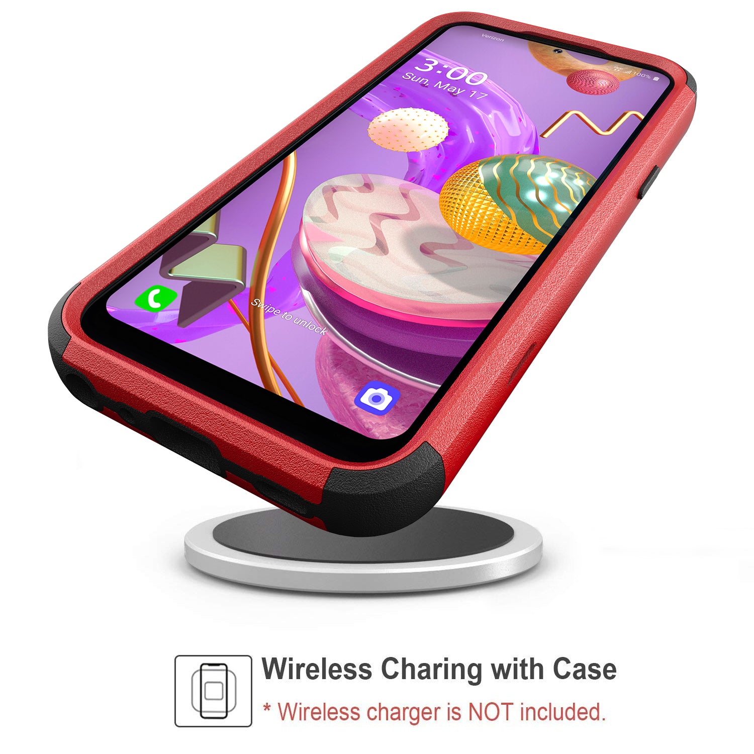 Case Hybrid Protective Heavy Duty Defender Rugged Armor Military Grade 3 in 1 LG Stylo 5 Red Color