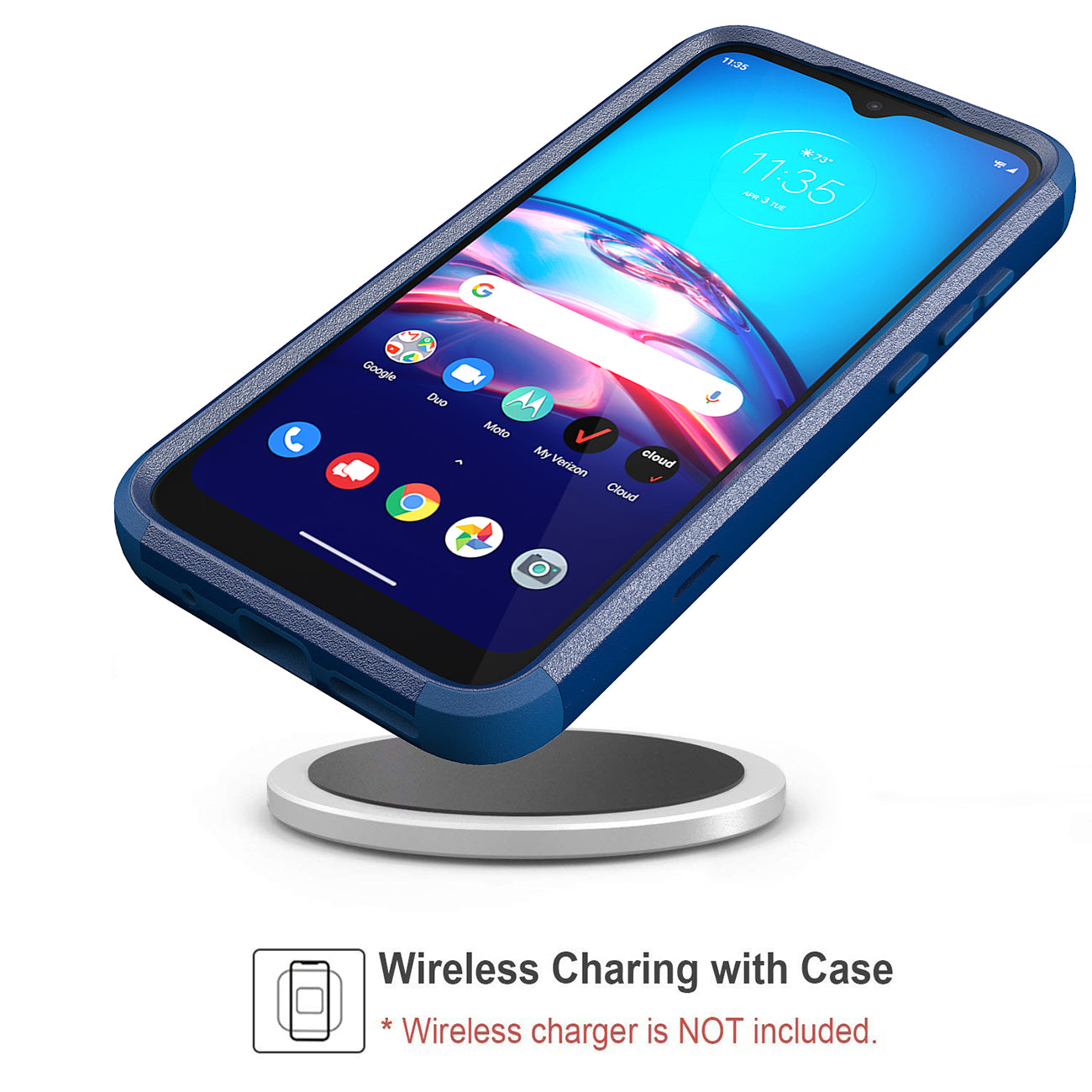 Case Hybrid 3 in 1 Heavy Duty Defender Rugged Armor Motorola E7 2020 Blue Color