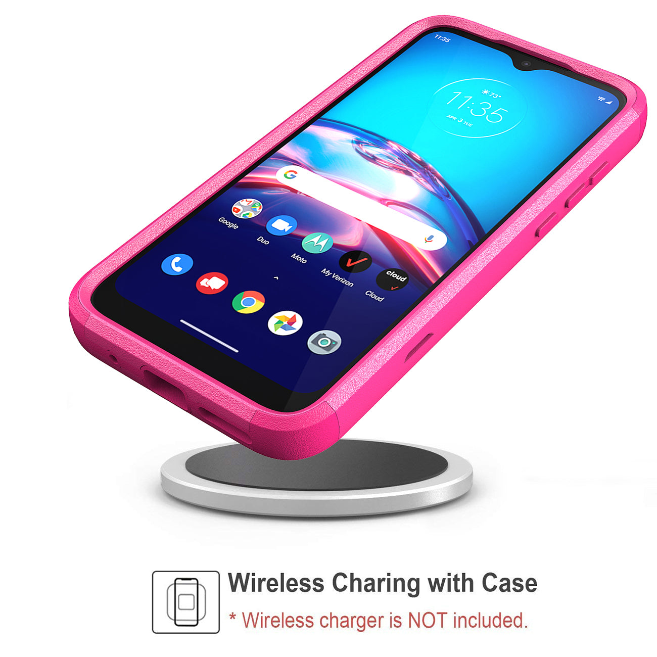 Case Hybrid 3 In 1 Heavy Duty Defender Rugged Armor Motorola E7 2020 Hot Pink Color