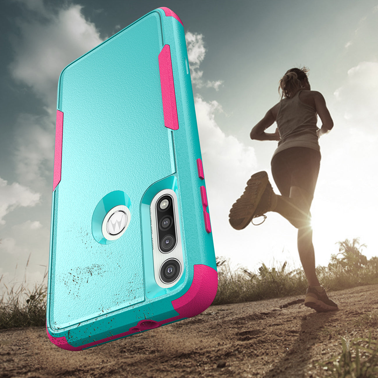Case Hybrid 3 In 1 Heavy Duty Defender Rugged Armor Military Grade Motorola G Fast 2020 Green Color
