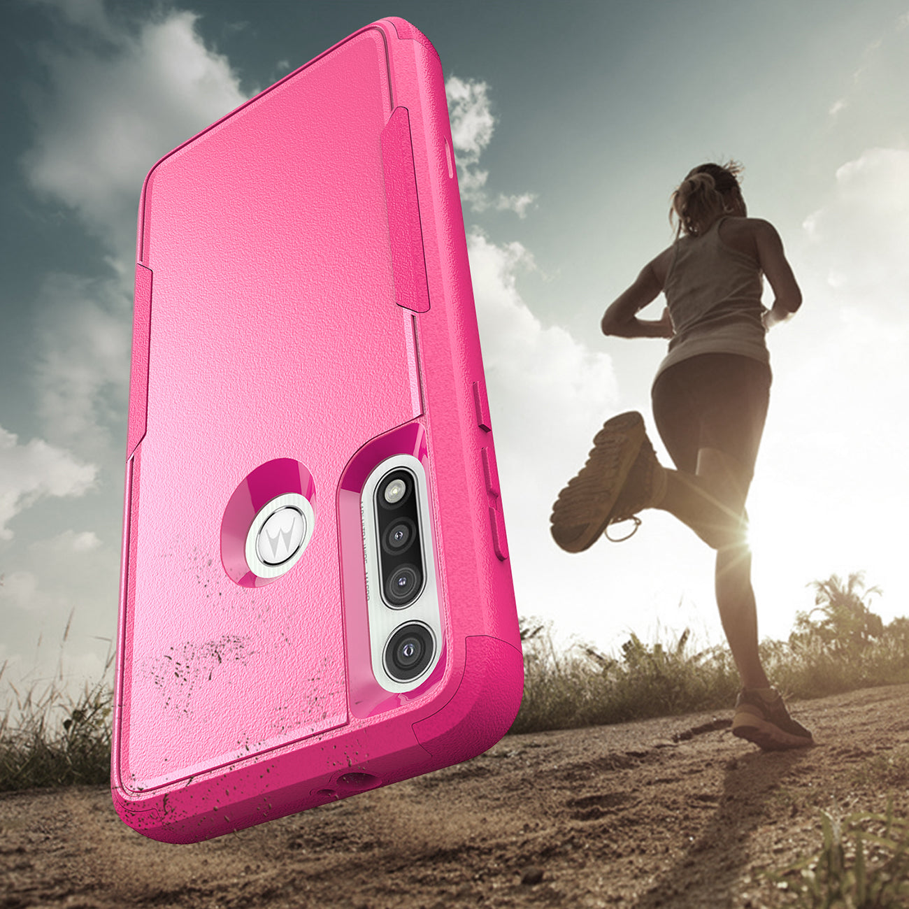 Case Hybrid Protective 3 In 1 Heavy Duty Defender Rugged Armor Military Grade Motorola G Fast 2020 Hot Pink Color