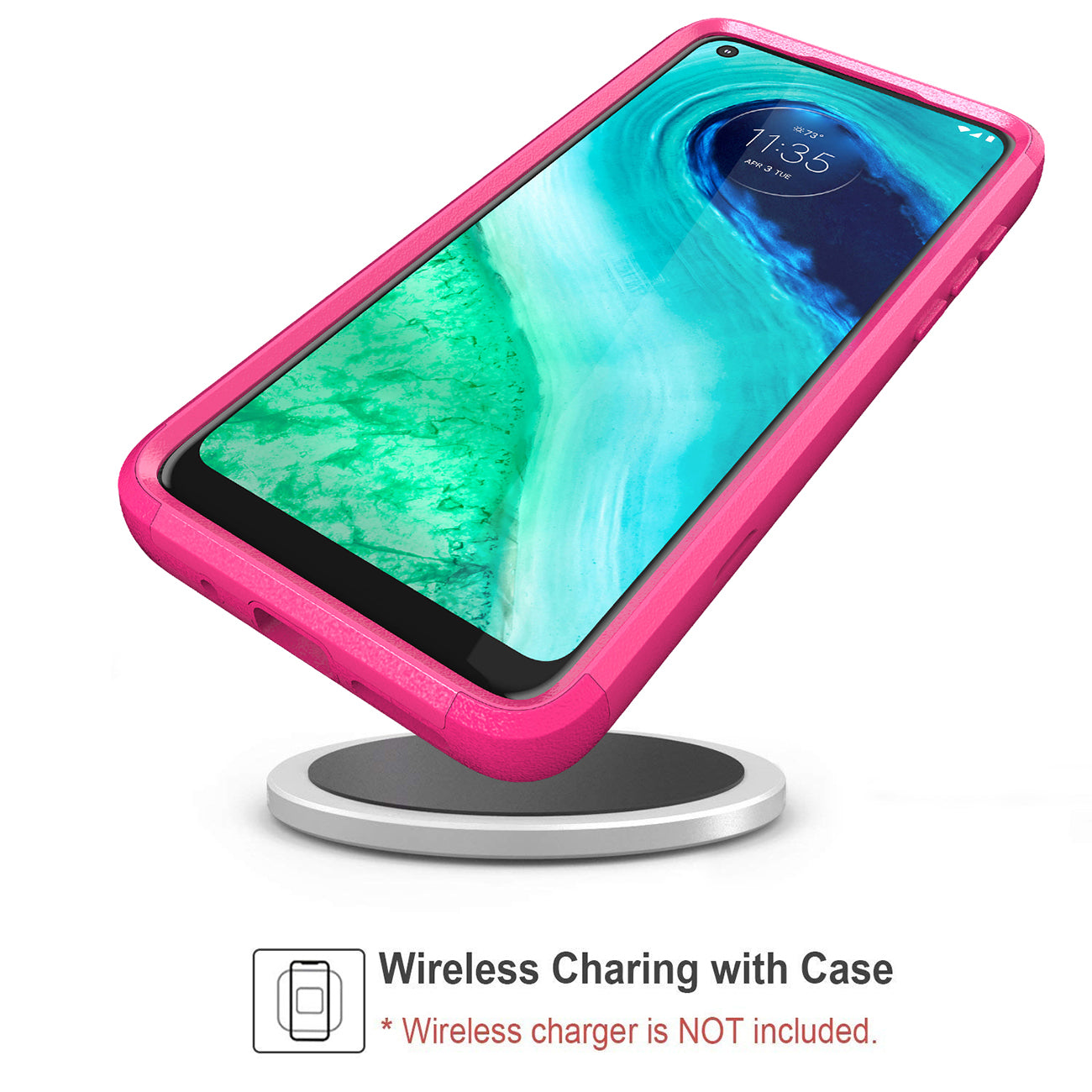 Case Hybrid Protective 3 In 1 Heavy Duty Defender Rugged Armor Military Grade Motorola G Fast 2020 Hot Pink Color