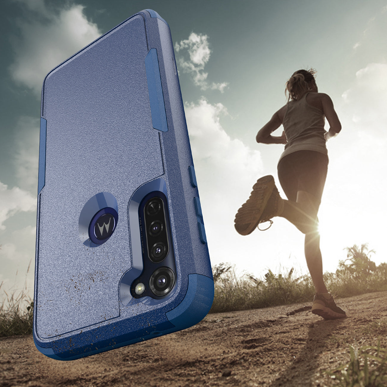 Case Hybrid 3 In 1 Heavy Duty Defender Rugged Armor Military Grade Motorola G Stylus 2020 Blue Color