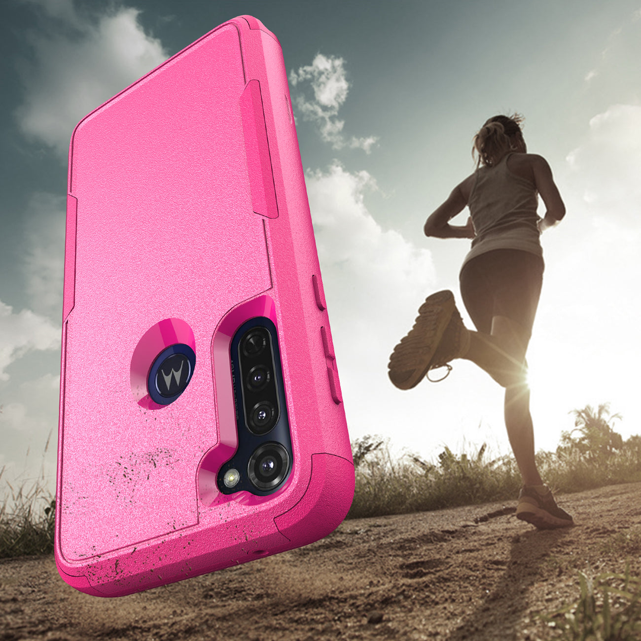 Case Hybrid 3 In 1 Heavy Duty Defender Rugged Armor Military Grade Motorola G Stylus 2020 Hot Pink Color