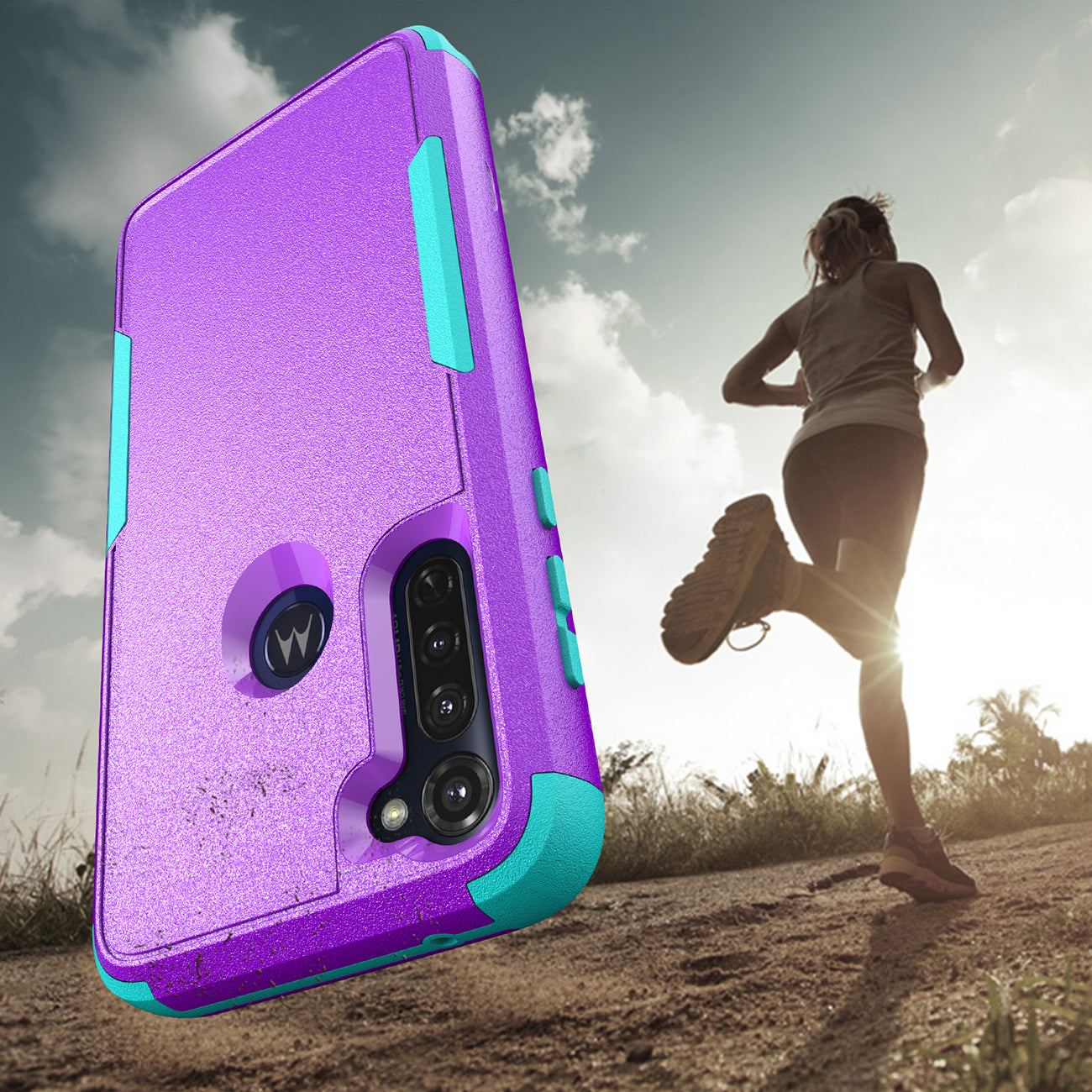 Case Hybrid 3 In 1 Heavy Duty Defender Rugged Armor Military Grade Motorola G Stylus 2020 Purple Color