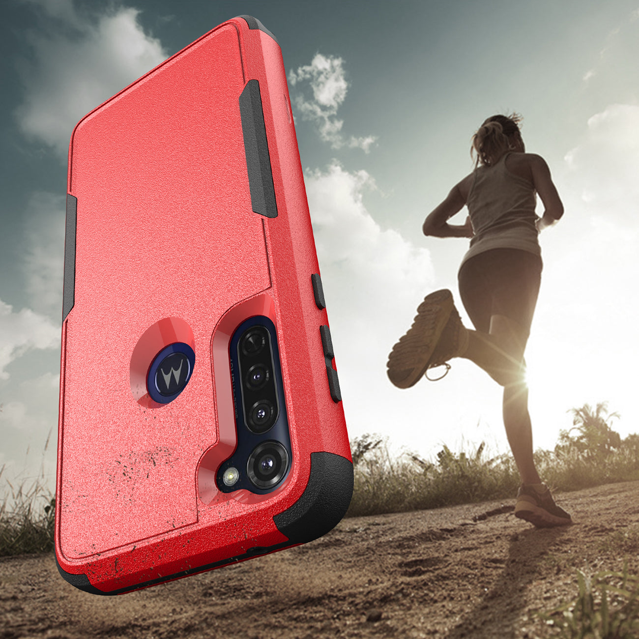 Case Hybrid 3 In 1 Heavy Duty Defender Rugged Armor Military Grade Motorola G Stylus 2020 Red Color