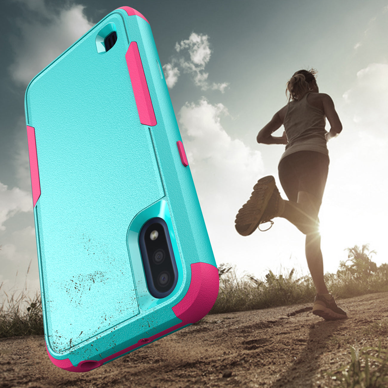 3in1 Hybrid Heavy Duty Defender Rugged Armor Military Grade Case For SAMSUNG GALAXY A01 In Green