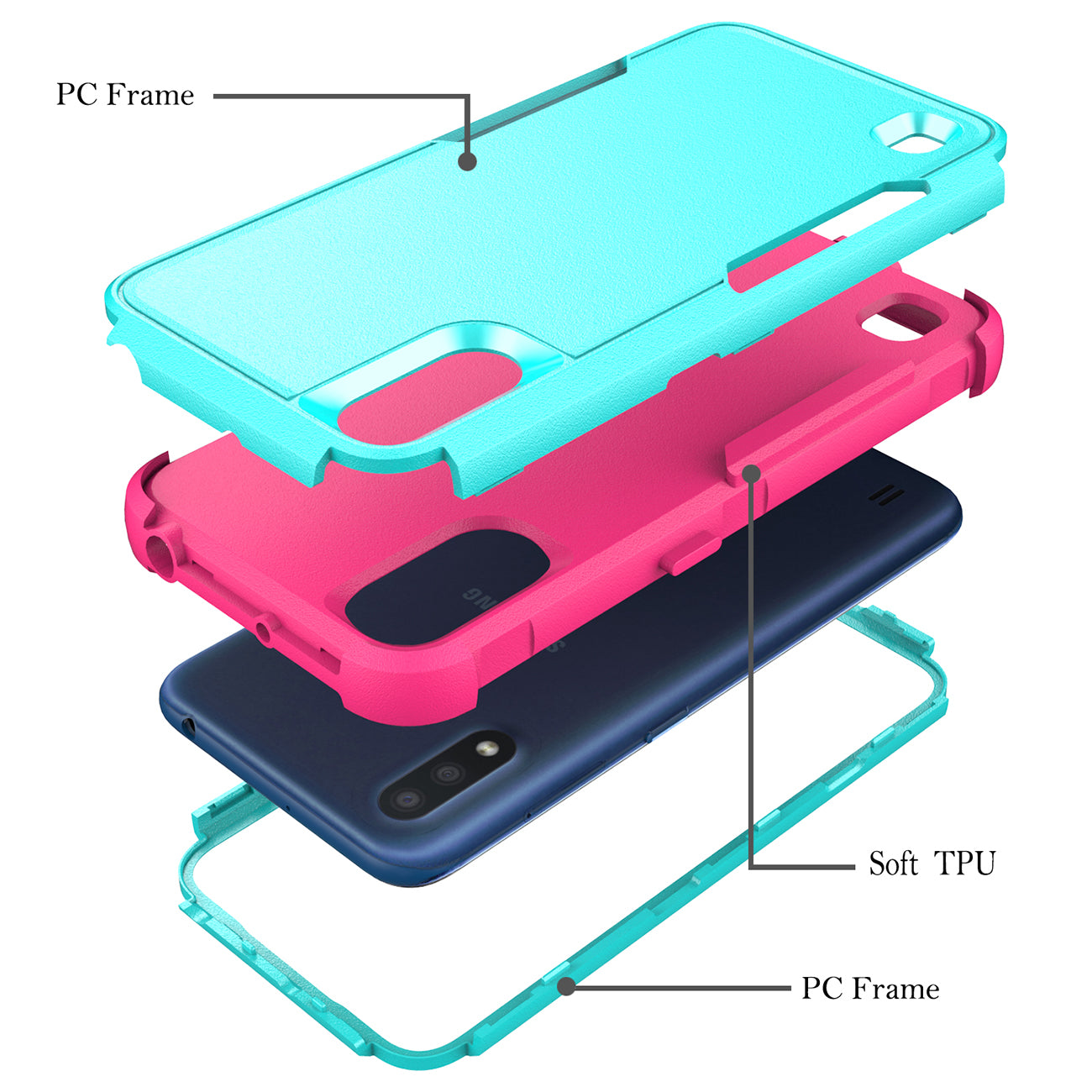 3in1 Hybrid Heavy Duty Defender Rugged Armor Military Grade Case For SAMSUNG GALAXY A01 In Green