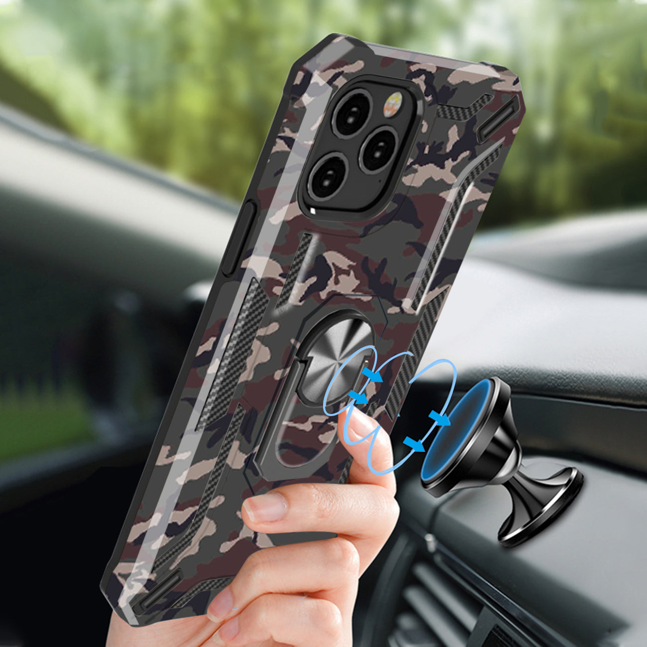 Reiko Phone Case with Magnetic Ring Holder For IPHONE 12/ IPHONE 12 PRO In Gray