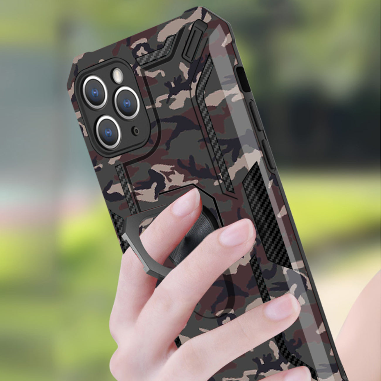 Reiko Phone Case with Magnetic Ring Holder For IPHONE 12/ IPHONE 12 PRO In Gray