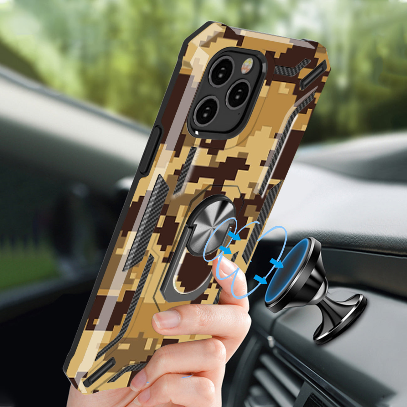 Reiko Phone Case with Magnetic Ring Holder For IPHONE 12/ IPHONE 12 PRO In Yellow