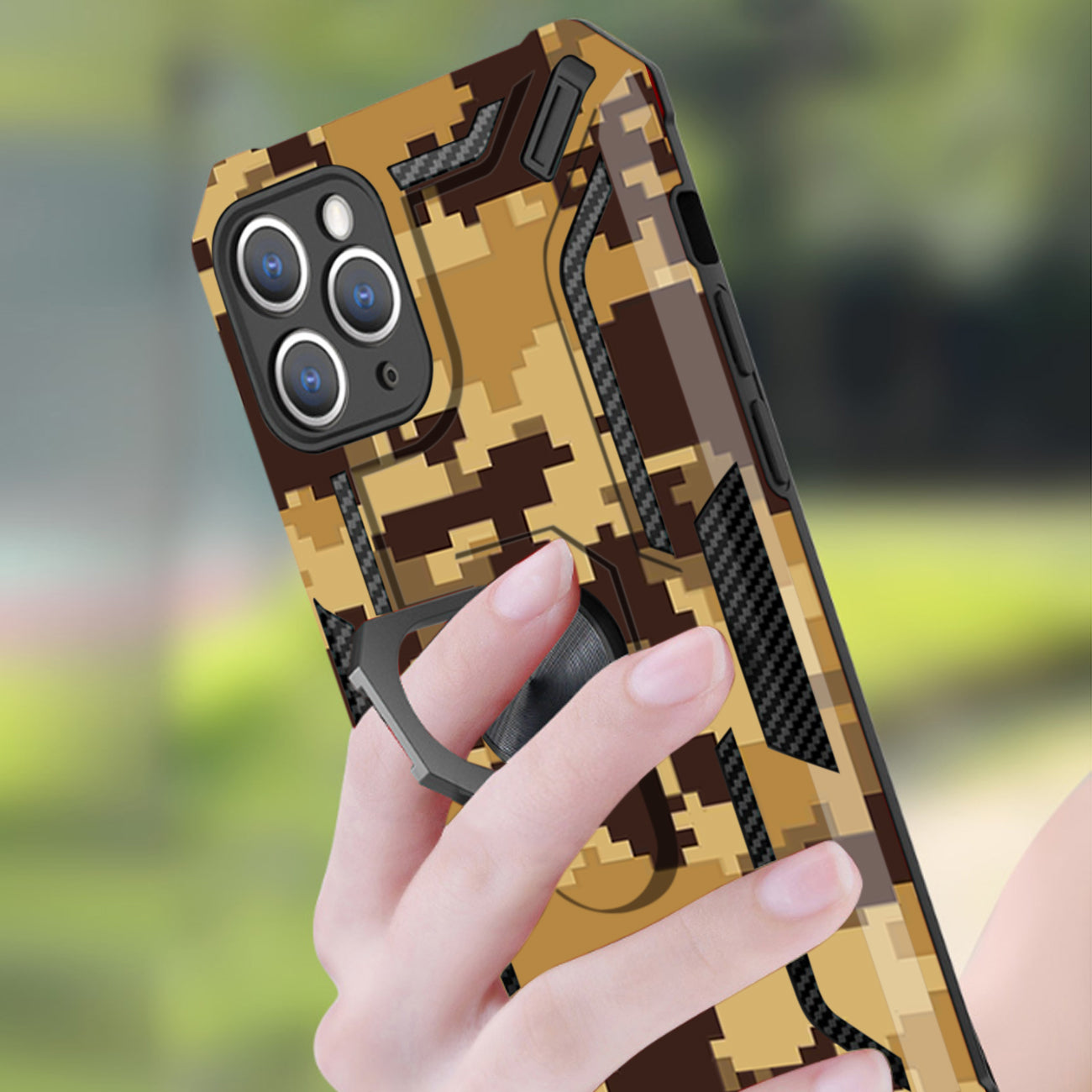Reiko Phone Case with Magnetic Ring Holder For IPHONE 12/ IPHONE 12 PRO In Yellow