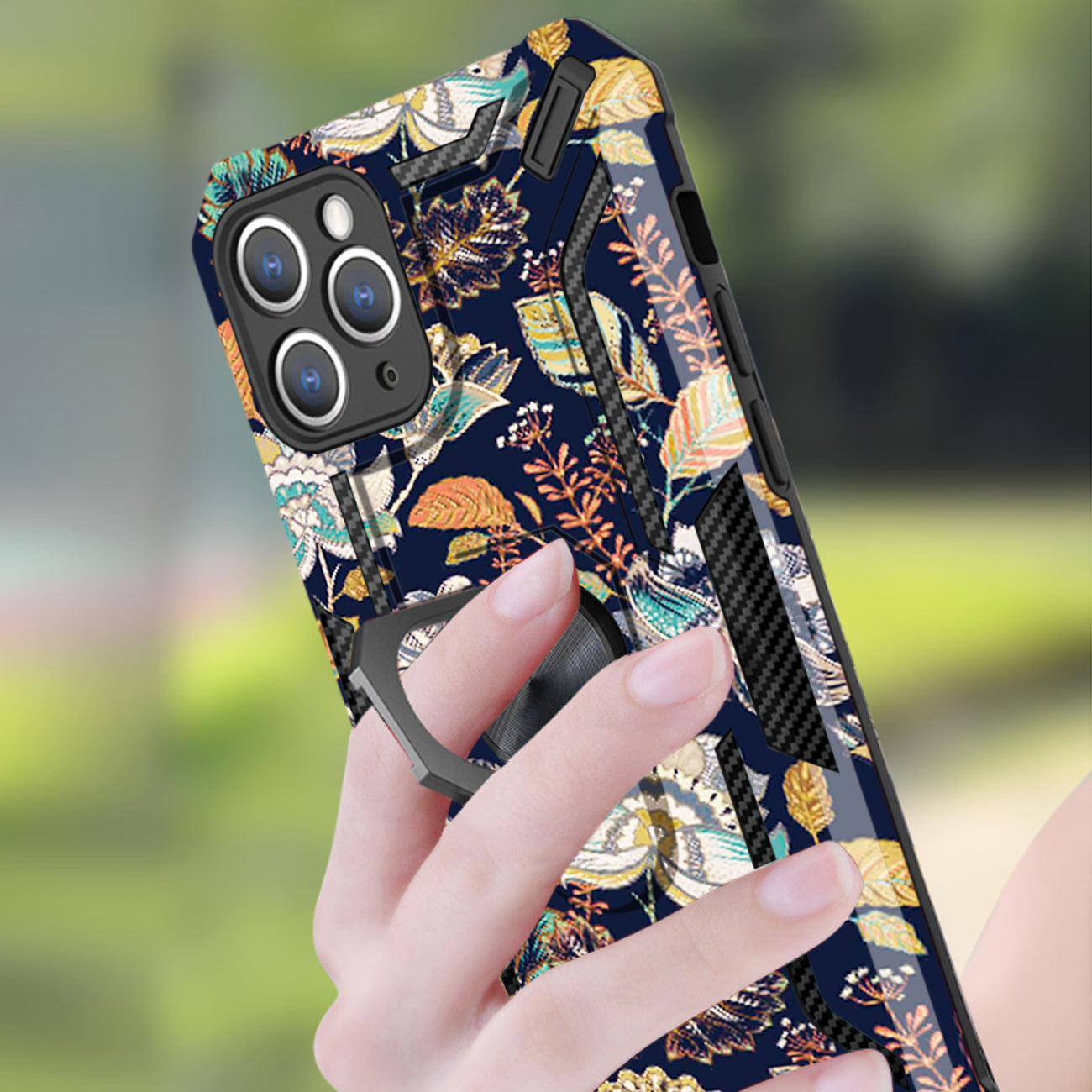 Reiko Phone Case with Magnetic Ring Holder For IPHONE 12/ IPHONE 12 PRO In Navy