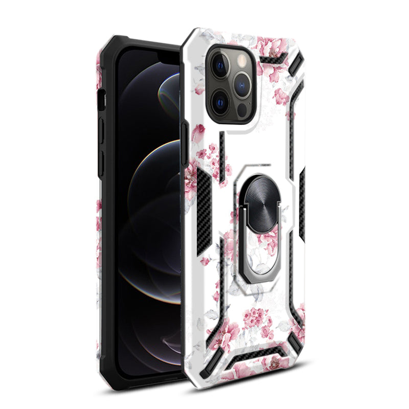 Reiko Phone Case with Magnetic Ring Holder For IPHONE 12/ IPHONE 12 PRO In White