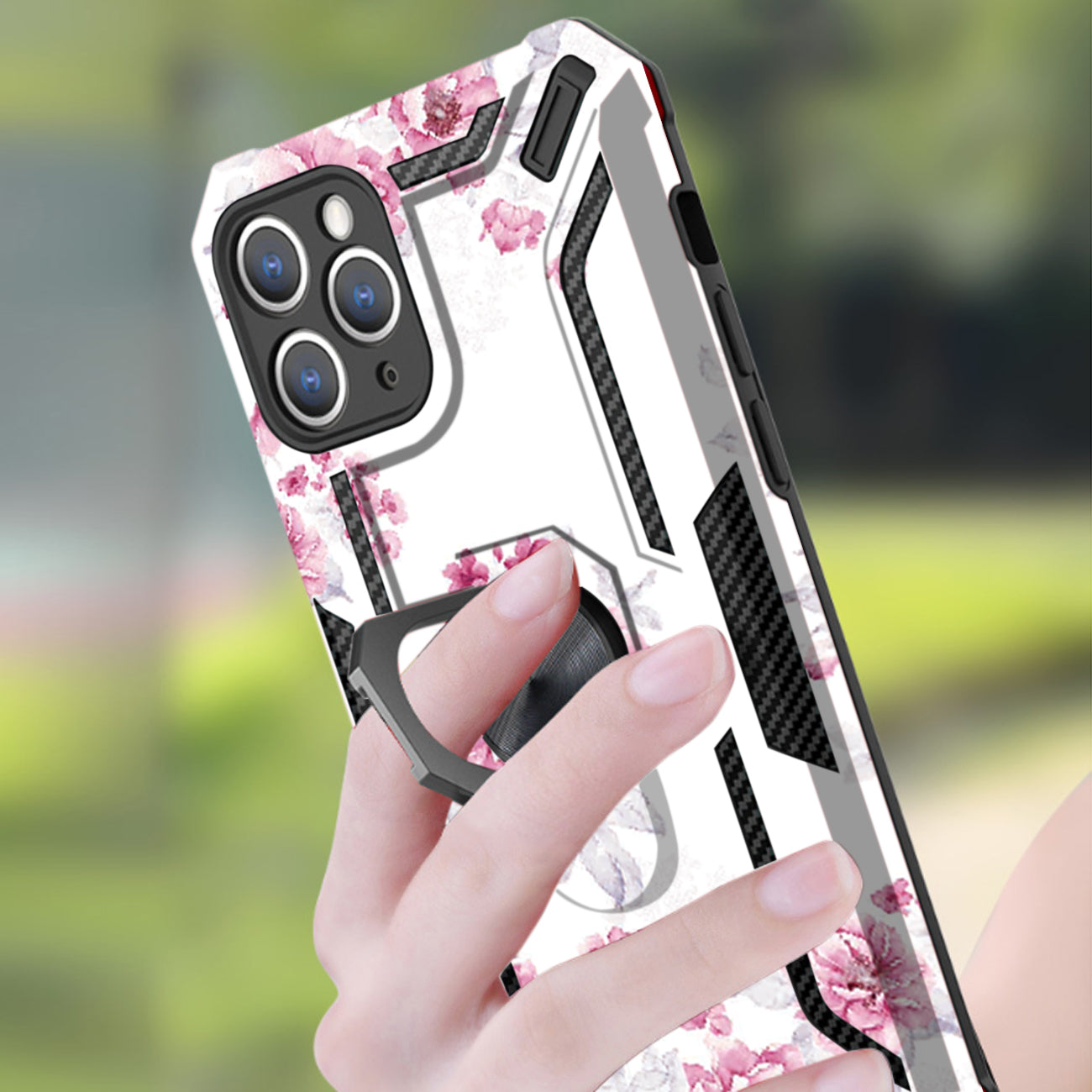 Reiko Phone Case with Magnetic Ring Holder For IPHONE 12/ IPHONE 12 PRO In White