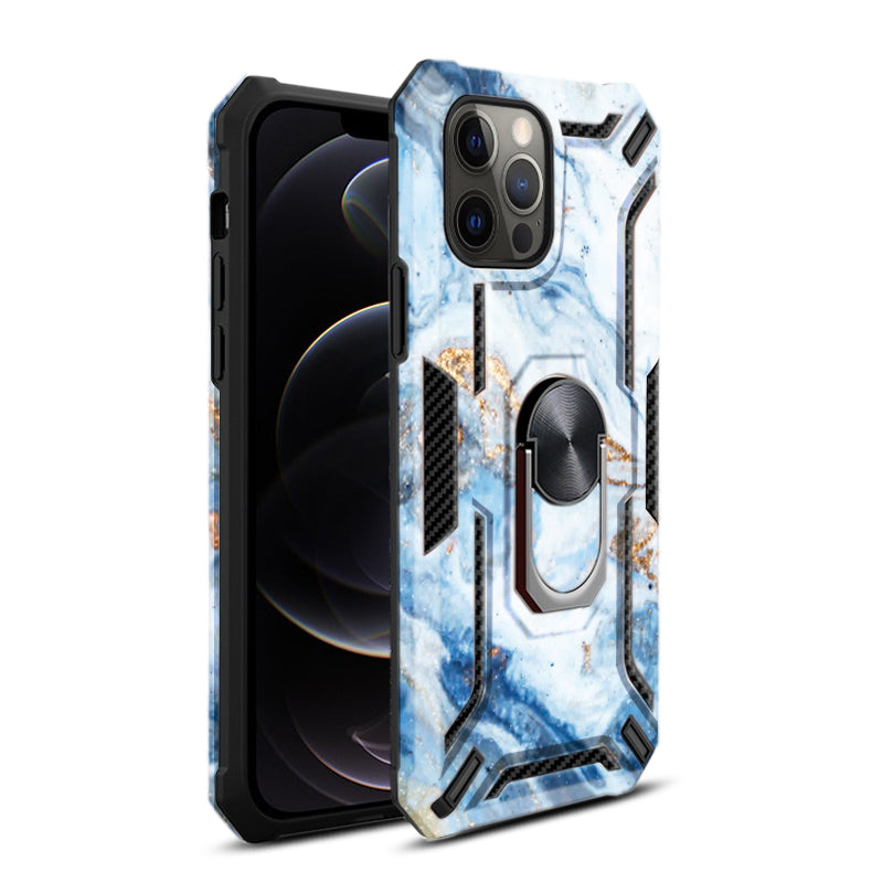 Reiko Phone Case with Magnetic Ring Holder For IPHONE 12/ IPHONE 12 PRO In Blue