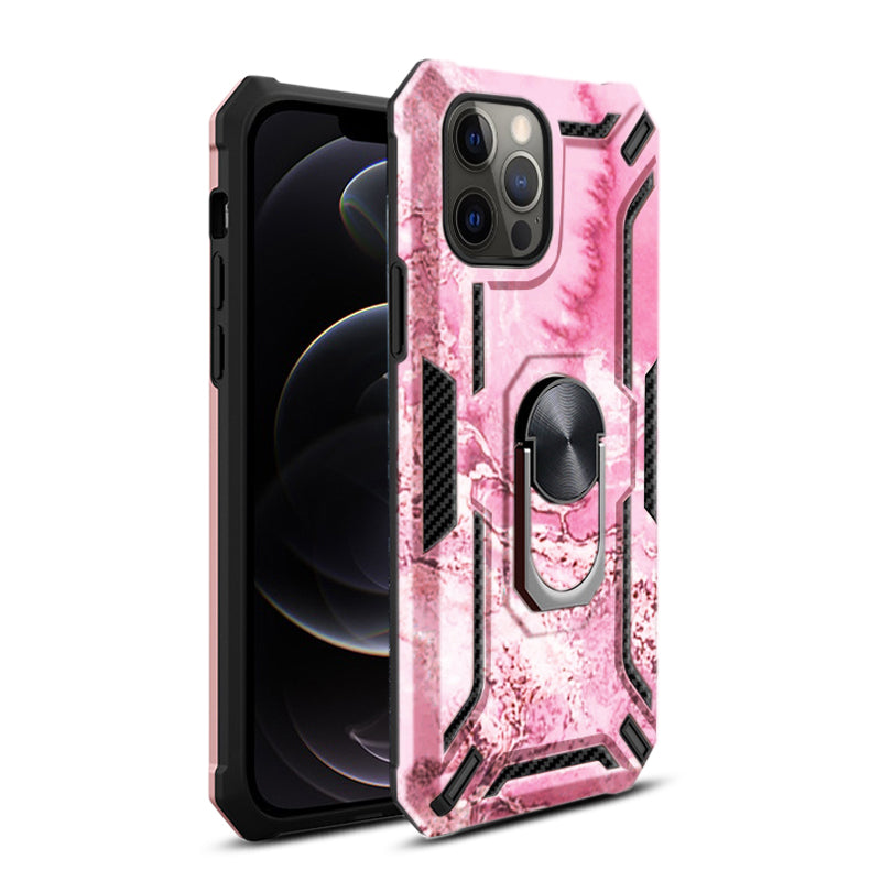 Reiko Phone Case with Magnetic Ring Holder For IPHONE 12/ IPHONE 12 PRO In Pink