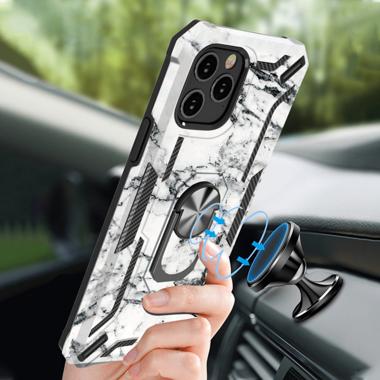 Reiko Phone Case with Magnetic Ring Holder For IPHONE 12/ IPHONE 12 PRO In White