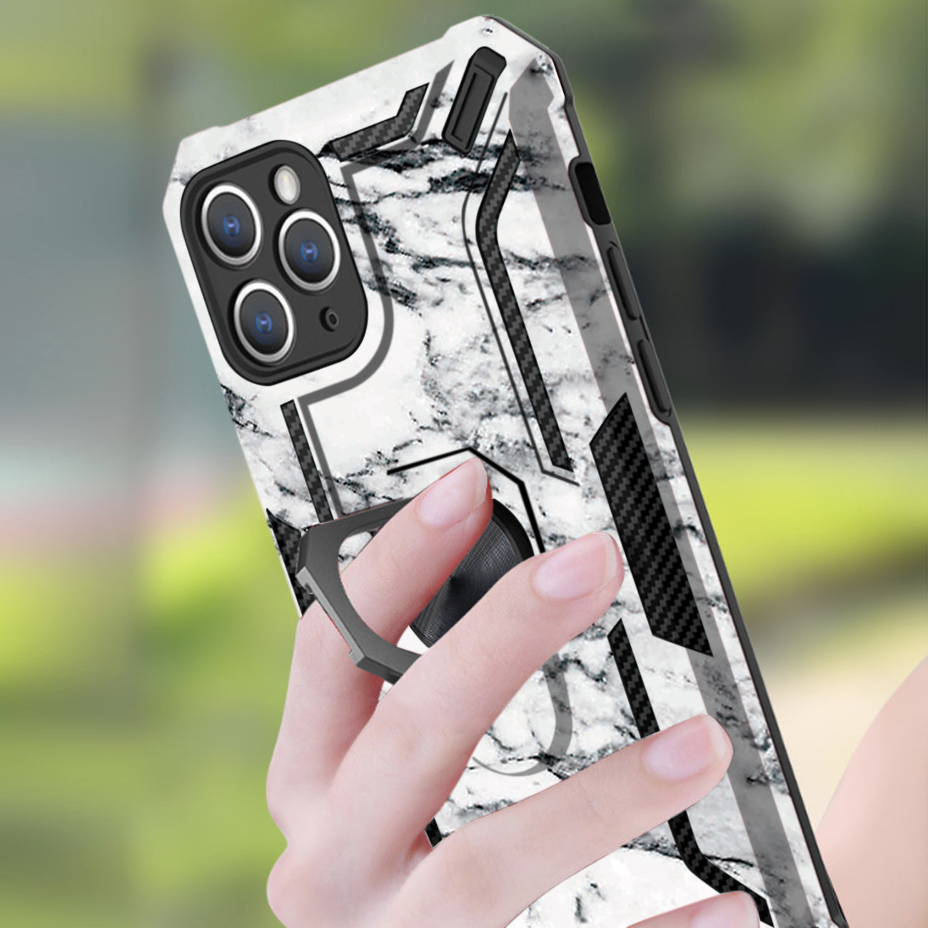 Reiko Phone Case with Magnetic Ring Holder For IPHONE 12/ IPHONE 12 PRO In White