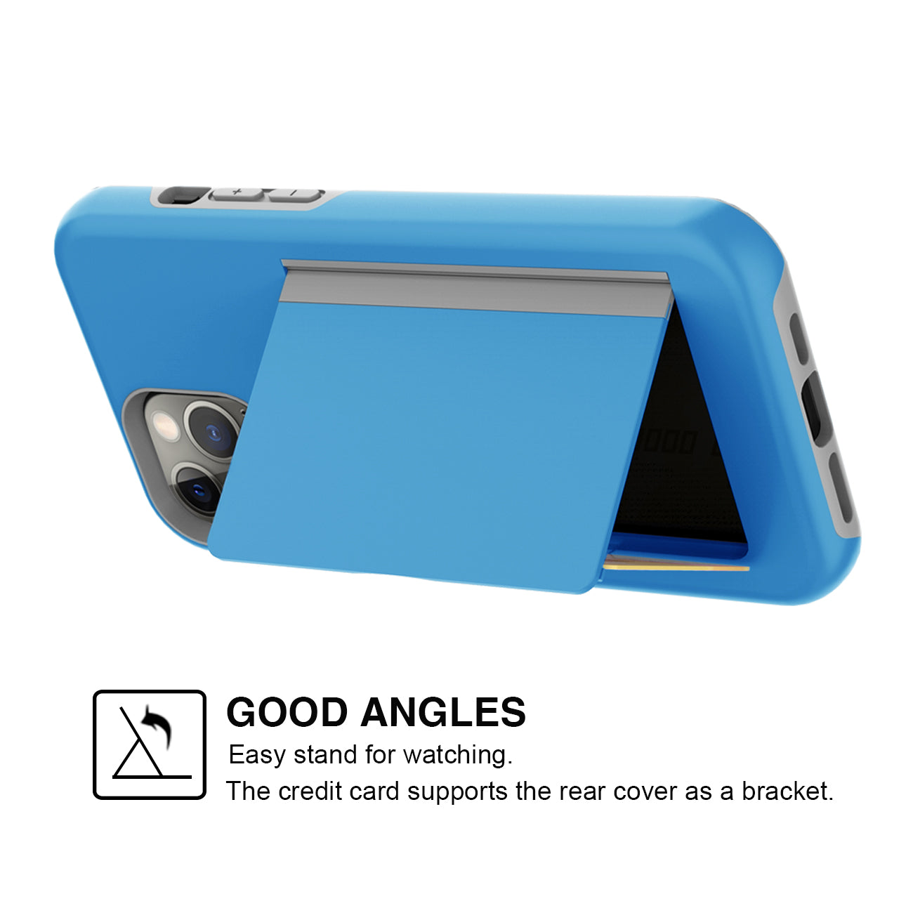 Phone Case Hybrid TPU PC 2-in-1 Flip Card Holder Apple iPhone 12/ 12 Pro Blue Color