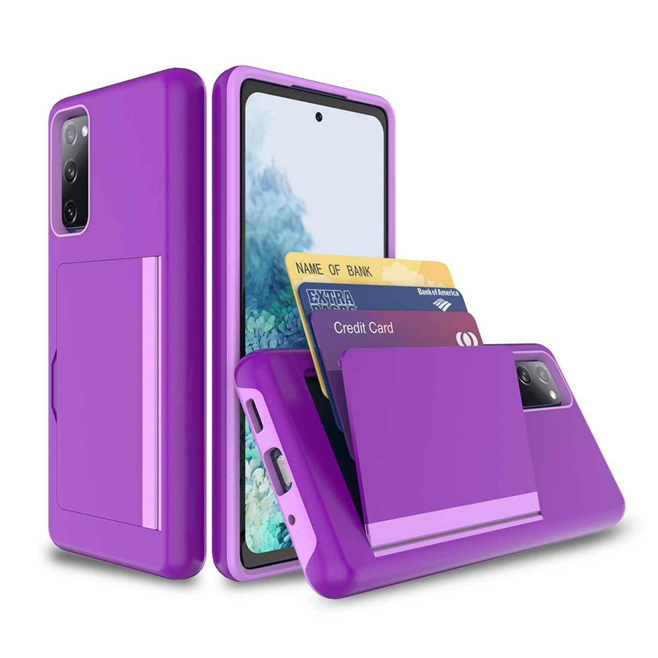 Phone Case Hybrid TPU PC 2-in-1 Flip Card Holder Samsung Galaxy S20 Fan Edition Purple Color