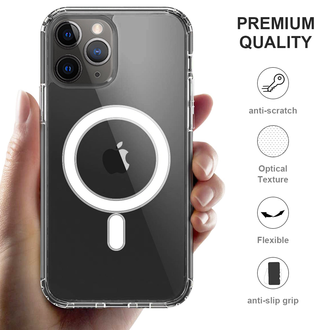Magnetic Wireless Charging TPU Bumper Case For iPhone 11 Pro Max In Clear