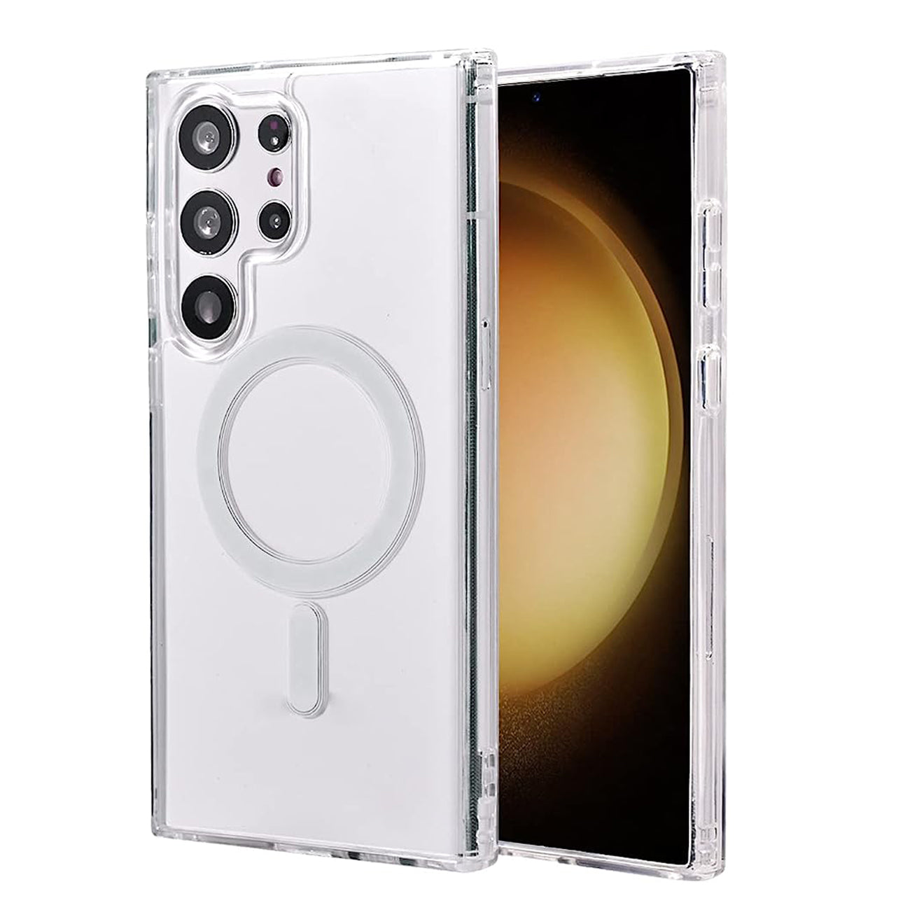 Magnetic Wireless Charging TPU Bumper Case For Samsung S 23 Ultra In Clear