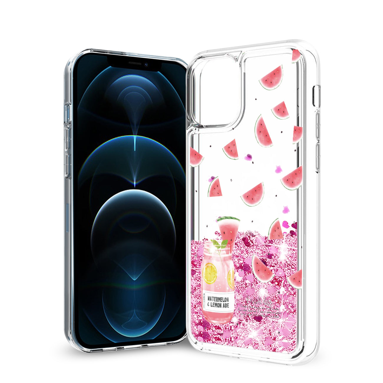 Case Moving Quicksand Watermelon Reiko iPhone 12 Pro Max Glitter Pink Color