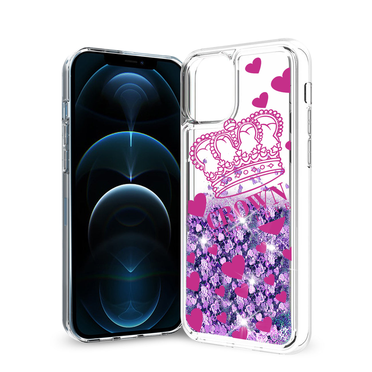Case Moving Quicksand Crown Reiko iPhone 12 Pro Max Glitter Purple Color