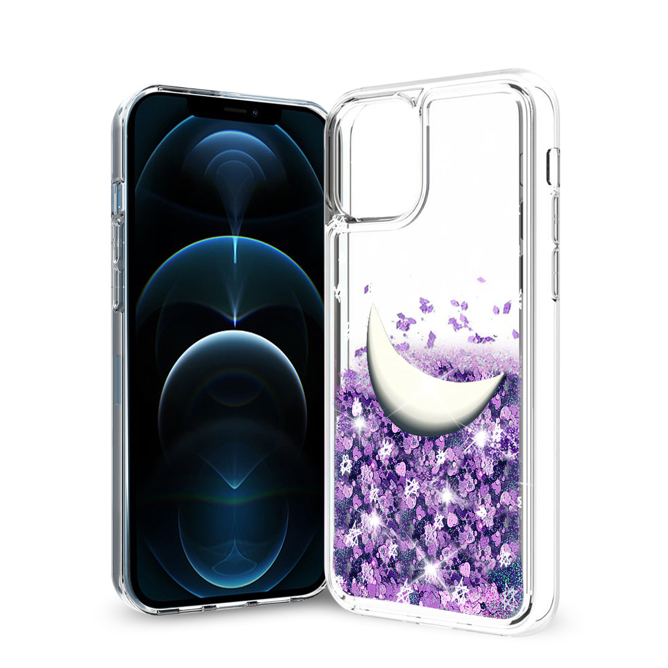 Case Moving Quicksand Moon Reiko iPhone 12 Pro Max Glitter Purple Color